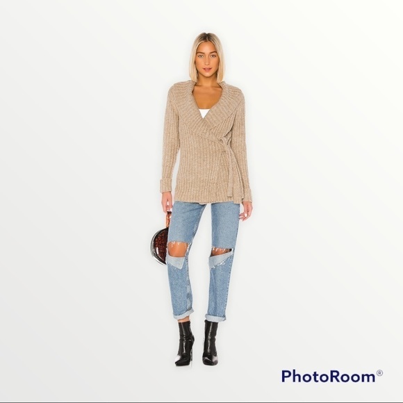 HEARTLOOM x REVOLVE Candace Wrap Chunky Cardigan Sweater, Oat, Size XS - Picture 6 of 11